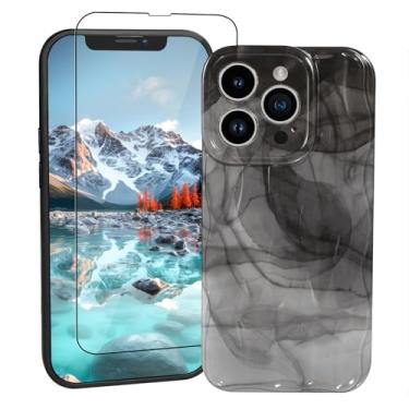 Imagem de Danzel Capa para iPhone 13 Pro de 6,1 polegadas, capa de telefone ondulada de água fofa estética legal ondulada 3D ondulada encaracolada com [1 protetor de tela] capa protetora de TPU macio (preto)