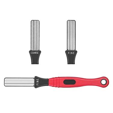 Imagem de DMD Afiador de diamante de afiar anzol de pesca com vários sulcos, grão duplo, pedra de amolar faca média e fina (1 peça), qualidade durável, design conveniente e portátil, ferramenta prática para