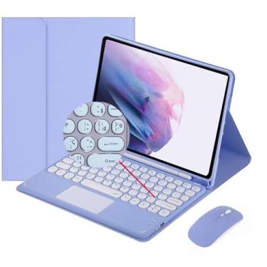 Imagem de Capa para Galaxy A9+ Plus de 11 polegadas (SM-X210/X216/X218) com teclado, com teclado ABNT2 Bluetooth sem fio captado e magnético, suporte para S Pen, fólio (Purple)