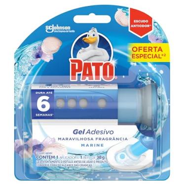 Imagem de Pato Desodorizador Sanitário Gel Adesivo Marine, Limpeza Banheiro, Com Aplicador, 6 Discos