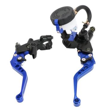 Imagem de ZSDTRP Motocicleta 7/8" 22mm Guiador Cilindro Mestre Alavanca de Embreagem Conjunto Esquerda e Direita Universal Compatível com Motocicleta Street Sport Dirt Pit Mini Bike Scooter ATV (Azul)