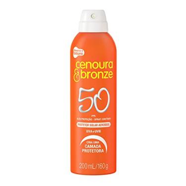 Imagem de Protetor Solar Aerossol Cenoura e Bronze FPS 50 200ml, Cenoura e Bronze, Branco, 200 ml