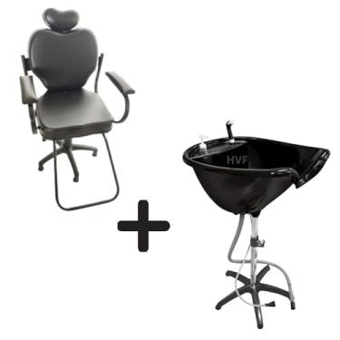 Imagem de HENVIFER, Kit Salão Lavatório Portátil + Cadeira Cabelereiro Henvifer
