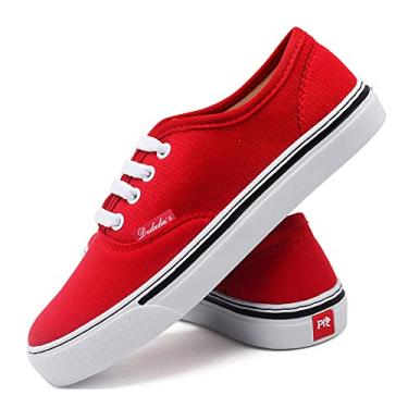 Imagem de Tenis Feminino Confort Cano Baixo Skateboard Casual Old School Cor:Vermelho;Tamanho:35;Genero:Feminino