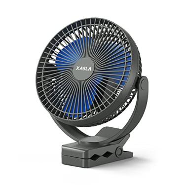 Imagem de xasla Ventilador portátil recarregável de 10000 mAh, ventilador operado por bateria de 20 cm, tempo de trabalho de 24 horas, ventilador pessoal de 4 velocidades, ideal para acampamento ao ar livre,