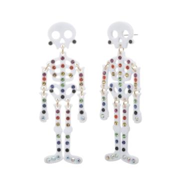 Imagem de Madison Tyler Brinco feminino de Halloween | Brincos de caveira abóbora chapéu de bruxa crânio fantasma veneno | Brincos de festa de Halloween, joias hipoalergênicas, Zinco, Strass