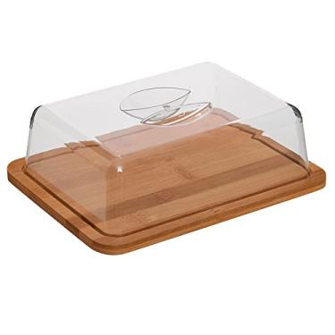 Imagem de Mimo Style, Porta Frios de Bambu Com Tampa de Acrílico Para Alimentos Sensíveis Como Queijo Prato em Bambu, Versátil e Elegante