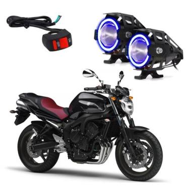 Imagem de Par de Farol de Milha Angel Eye U7 Azul para Moto Yamaha Fazer 600 FZ 