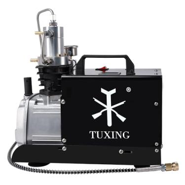 Imagem de TUXING Bomba de compressor de ar de alta pressão, bomba de ar elétrica 110V 30Mpa Rifle de ar PCP 4500PSI Paintball Estação de enchimento para combate a incêndio e mergulho (TXES021)