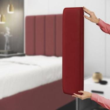 Imagem de Painel Modulado Nashira 140 Veludo Aradecor, Vermelho, CASAL PADRãO