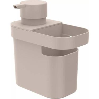 Imagem de Lixeira 4,7L + Porta Detergente Esponja Pia + Rodinho De Pia - OU, Beg