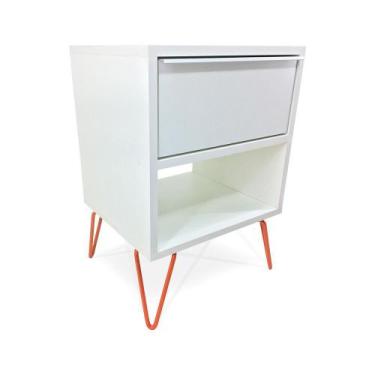 Imagem de Mesa De Cabeceira Milão Nicho Quarto Mdf Branco Cobre - Genus Móveis