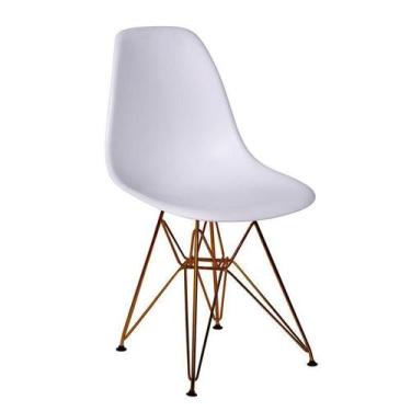 Imagem de Cadeira Charles Eames Ferro Cobre Assento Branco - House Design