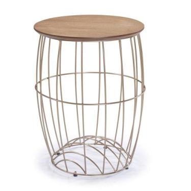 Imagem de Mesa de Apoio Quil Tampo Amendoa Base Cobre 66cm - 59764 - Sun House