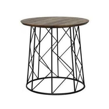 Imagem de Mesa Apoio Izzy Grande Tampo Nogueira Base Aco Preto 50 cm - 47894 - S