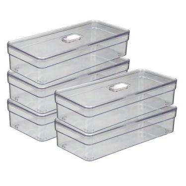 Imagem de Kit 5 Organizador Multiuso Acrilico Ideal Geladeira Resistente - PLAST