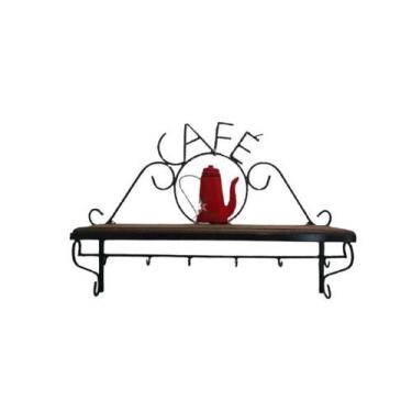 Imagem de Prateleira Ferro Café cozinha madeira 60 cm largura - Shoppingnet