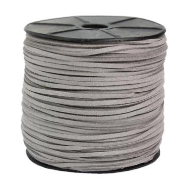 Imagem de Rolo 100 Metros Fio Camurça Suede Cinza Tira 2.7mm Para Artesanato Bij
