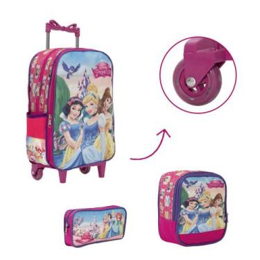 Imagem de Kit Mochila Bolsa Escolar Menina Princesas Rodinha Barata - TOYS 2U