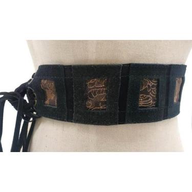 Imagem de Cinto feminino de amarrar sem fivela de couro camurça ma001c - Barão d