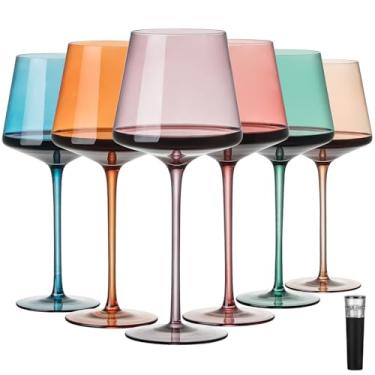 Imagem de Buaic Conjunto de 6 taças de vinho, 510 g, grandes taças de vinho branco ou tinto com rolha de vinho,