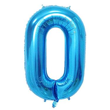 Imagem de Balão grande de 101 cm com número de hélio e festa de casamento de aniversário 0-9 (azul, 0)
