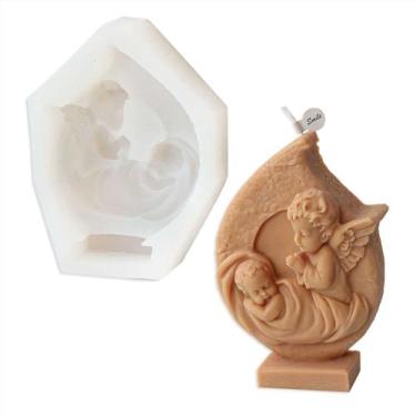 Imagem de Tone Fun Molduras de silicone em forma de anjo com moldura de gota de água para fazer velas, resina, velas de aromaterapia, sabonete de cera artesanal, decoração de casa, artesanato
