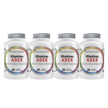 Imagem de 4x Complexo Vitaminas Adek A, D, E, K 240 Cápsulas 500mg - Flora nativ