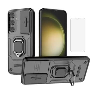 Imagem de Asuwish Capa de celular para Samsung Galaxy S24 Plus S24+ 5G com capa deslizante para câmera de vidro temperado, suporte de anel, resistente, fina, célula protetora S24plus 24S + S 24 24+, mulheres e