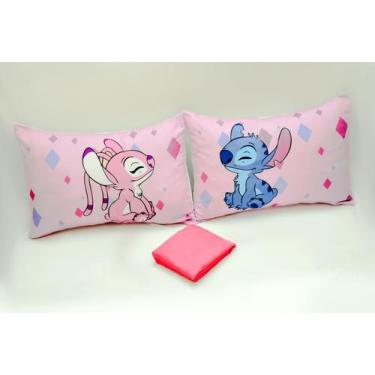 Imagem de Jogo De Cama Casal Padrão Com Elástico 3 Peças Stitch Rosa com Pink - 