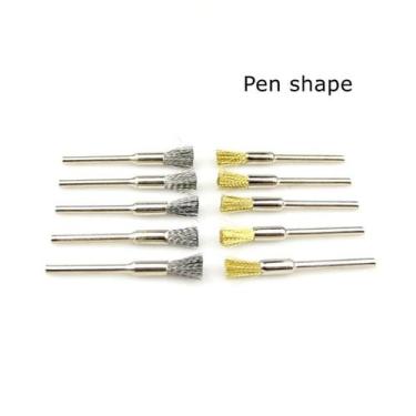 Imagem de kit 10 escova pincel aço/latão para micro retifica - E-San
