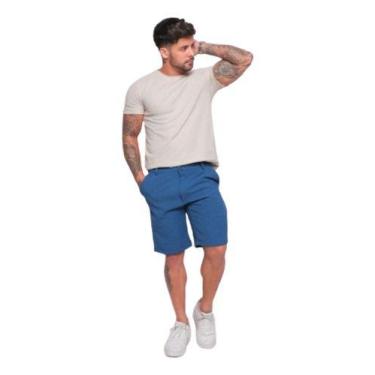 Imagem de Bermuda Masculina Semi social no linho - Mamustore, Azul, M