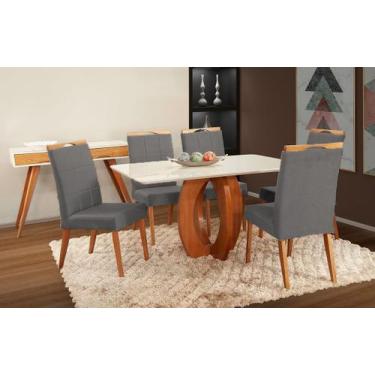 Imagem de Mesa de jantar + 6 cadeiras Paris Tampo Atenas 160cm Grafite - Gran De