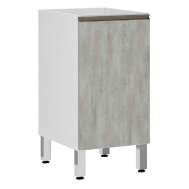 Imagem de Balcão Sem Tampo 35cm Branco Com Concreto - LUCIANE