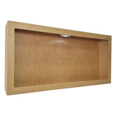 Imagem de Nicho Retangular Simples com Led 60x30x12 Mdf Madeira - ATACADÃO DO AR