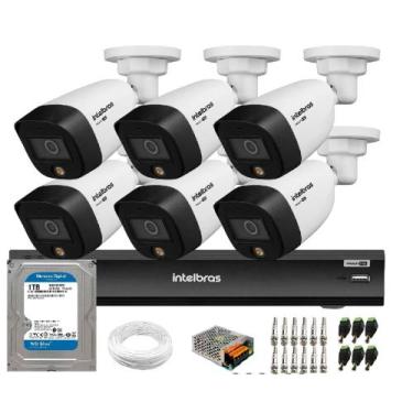 Imagem de Kit Intelbras 6 Cam Vhd 1220b Full Color 1080p Dvr 3008 1tb