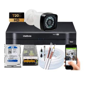 Imagem de Kit Camera Externa Bullet vhc 1120b Hd 720p Dvr Intelbras C/Hd 500gb