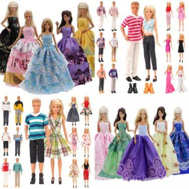 Imagem de Kit De Roupas Vestidos E Sapatos Para Bonecas e Bonecos de Até 30 Cent