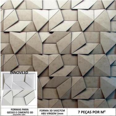 Imagem de Kit 3 Forma Molde Para Gesso 3D Scaleno 54x27cm em Abs 2MM Gesso/Cimen