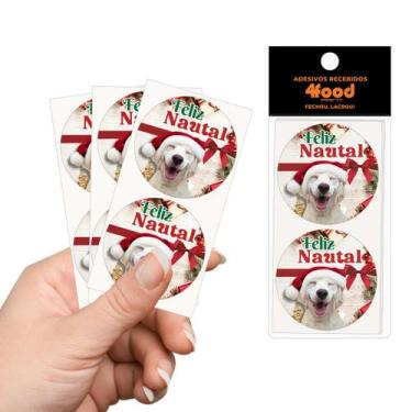 Imagem de 50 Etiquetas Adesivas  Feliz Nautal Pet  Adesivos Recebidos  4Cm - 4FO