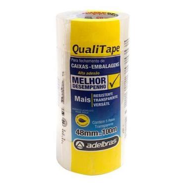 Imagem de Fita Transparente Empacotamento Caixa+aderência, 5 Rolo 100m - Adelbra