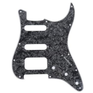 Imagem de Musiclily Pro 11 Furos Canto Redondo Escudo Guitarra HSS Strato Pickguard para Stratocaster EUA/Mexicana Captadores Abertos,4 Camadas Preto Perolado