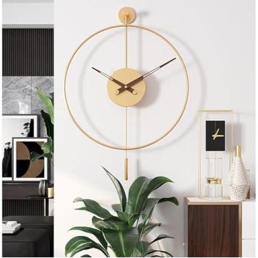 Imagem de Relógio de parede grande operado por bateria, relógios de parede modernos silenciosos sem tique-taque, relógio decorativo clássico com pêndulo para sala de estar, cozinha, escritório, decoração de