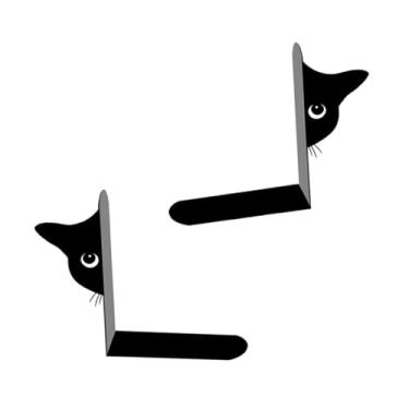 Imagem de Ｂｅｓｇａ 2 peças livro termina ornamento de metal para prateleiras escultura livro rolha fichário e divisores suporte de livro para casa cd, escritório, Gato Meio Rosto