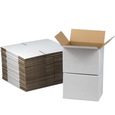 Imagem de HESESOH Conjunto de 40 Caixas de Remessa de 7X5X5", Caixa de Papelão Ondulado Branca, Caixa de Correspondência de Literatura para Embalagem de Pequenas Empresas…