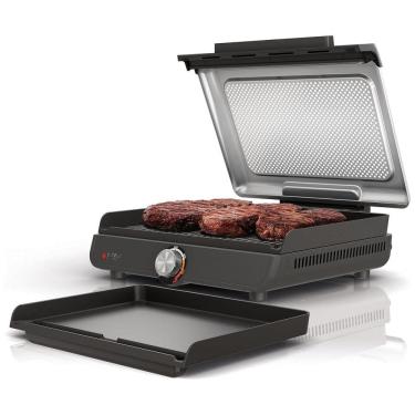 Imagem de Grill Antiaderente Elétrico Interno sem Fumaça 110V 1450W, Ninja GR101, Cinza Prateado