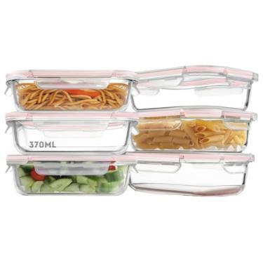 Imagem de KIT 6 Potes de Vidro Retangular com Tampa Hermética 370ml (Transparente)