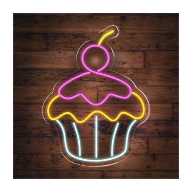Imagem de Painel Neon Led CupCake Acrílico Decoração Loja Doceria - OntheLight