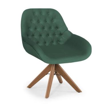 Imagem de Poltrona Base Giratória Madeira Capitonê Pandora - Due Decor, Velutto 