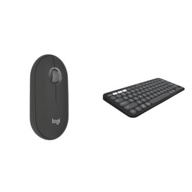 Imagem de Kit Mouse Sem Fio Logitech Pebble 2 M350s Grafite + Teclado Sem fio Logitech Pebble Keys 2 K380s Grafite